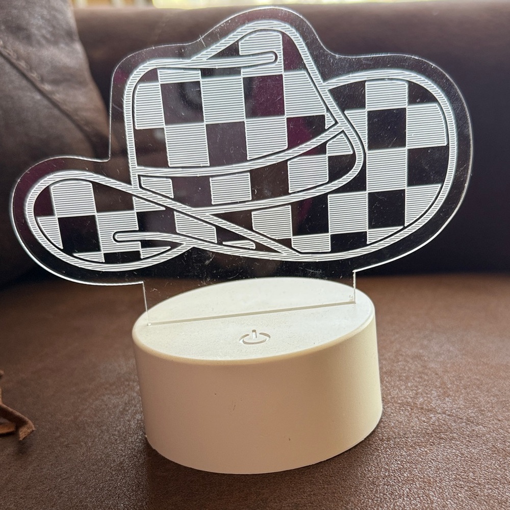 Checkered Cowboy Hat LED Light